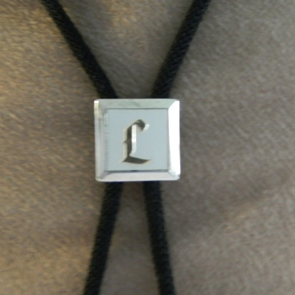 Unbranded Bolo Tie Mens Black Silver Gold Initial L Old English Western Slide